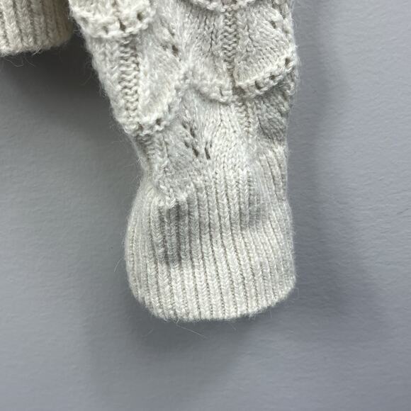 Gap Cream Ivory Pointelle Knit Sweater Sz M Tall Wool Blend Puff Sleeve - Picture 5 of 10